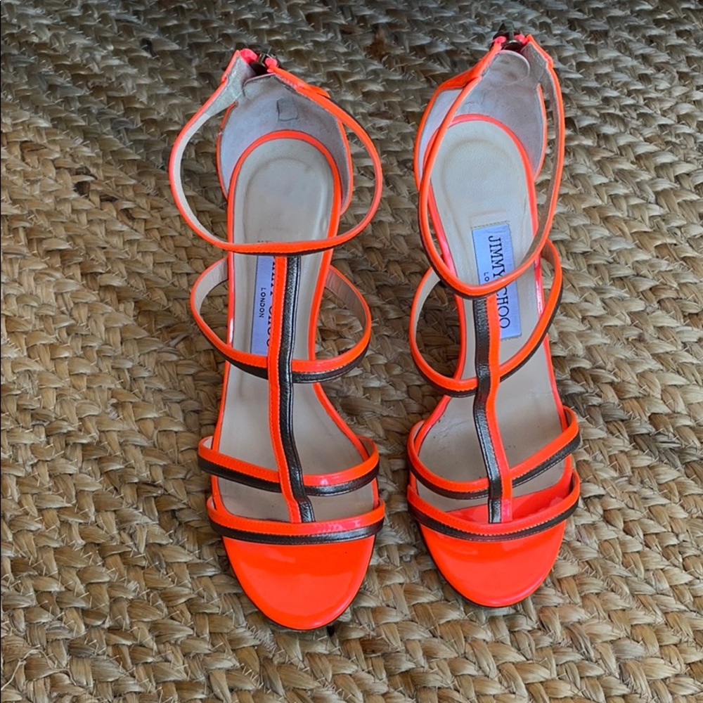 Jimmy Choo neon orange thistle sandal